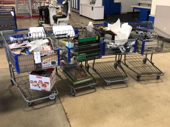 (4) Shopping Carts Filled With Misc. School Supplies