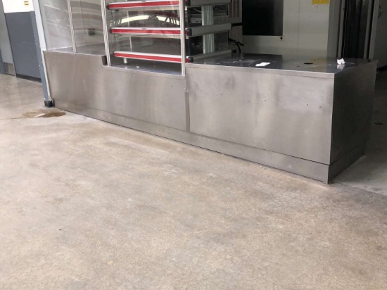 14 ft wide stainless steel service counter with interior storage