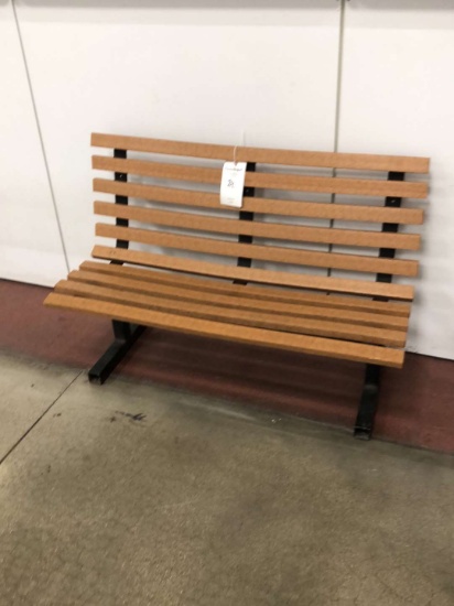 48 inch wide steel frame wood slat bench