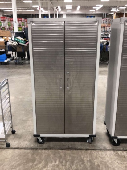 36 Inch Wide x 72 Inch Tall Rolling Two Draw Metal Cabinet