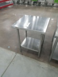 24 Inch x 24 Inch Stainless Steel Prep Table With Lower Shelf Unit