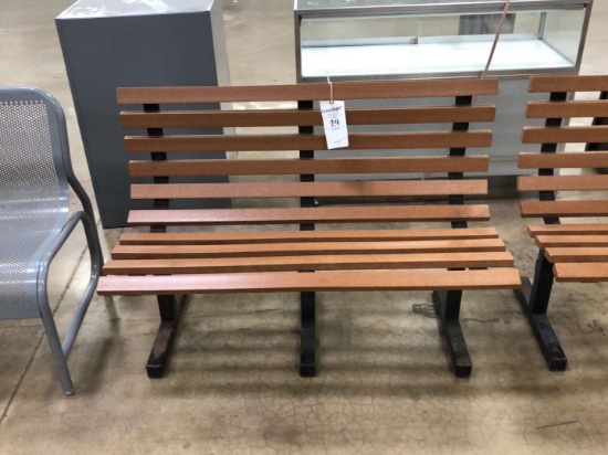 48 Inch Wide Metal Park Bench With Wood Slats