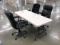 Lifetime 6ft Table With Three Rolling Office Chairs