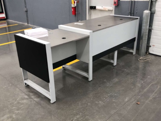 8 ft Wide Metal Customer Service Desk With Interior Storage