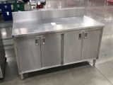 64 Inch Wide Stainless Steel Prep Table With Lower Doors