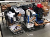 (3) Shopping Carts Full Of Office Supplies Including Paper Filers
