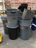 Various Size Rubbermaid Brute Trash Cans
