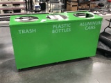 Three Station Metal Recycling Trash Can Station