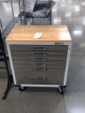 30 Inch Wide Rolling Cart With 6 Draws With Cutting Board Top