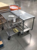Three Tiered Rolling Utility Cart and (1) Galvanized Two Tiered Rolling Utility Cart