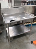 43 Inch Wide Stainless Steel Table With Drip Pan And Lower Shelf
