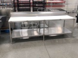 8ft Stainless Steel Table With Cutting Board Inserts And Lower Shelf