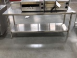 6ft Wide Stainless Steel Table With Lower Shelves