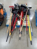 Skid Of Assorted Brooms, Dust Pans, And Shovels