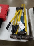 Assorted Hammers And Bolt Cutters