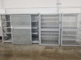Metal Adjustable Shelf Storage Rack With Sliding Door and (4) Wire Storage Bins