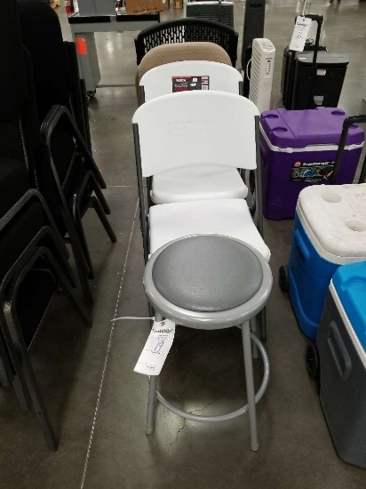 Assorted Chairs Including (5) Folding Chairs (1) Bar Stool
