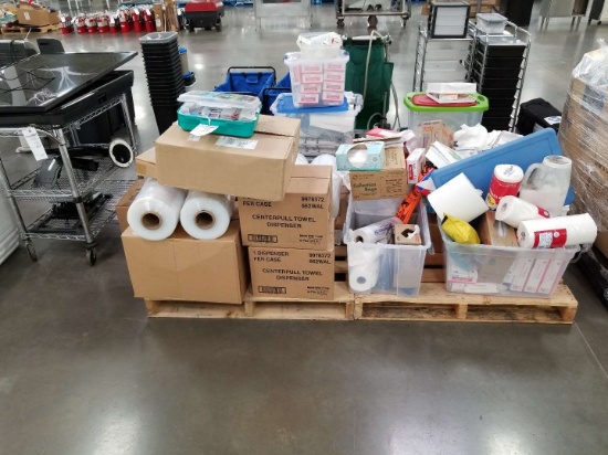 Assorted Packaging Supplies, First Aid Kit, And Cleaning Supplies