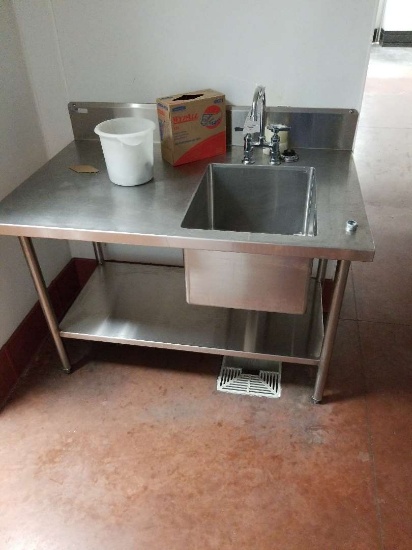 48"x 30" Stainless Steel Sink And Table