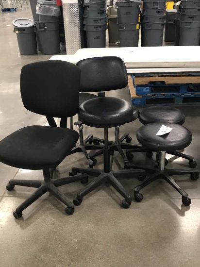 (5) Rolling Stools And (1) Rolling Office Chairs