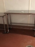 48in Wide Stainless Steel Table On Casters With Lower Wire Mesh Shelf
