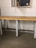 72in Wide x 37 1/2in Tall x 25in Deep Steel Framed Table With Cutting Board Top