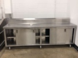 8ft Stainless Steel Prep Table With Lower Sliding Doors