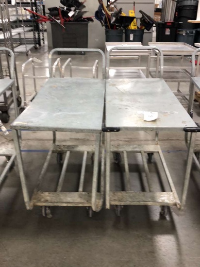 40in Rolling Galvanized Utility Carts With Lower Shelves