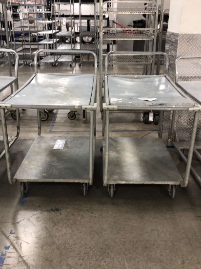 40in Rolling Galvanized Utility Carts With Lower Shelves