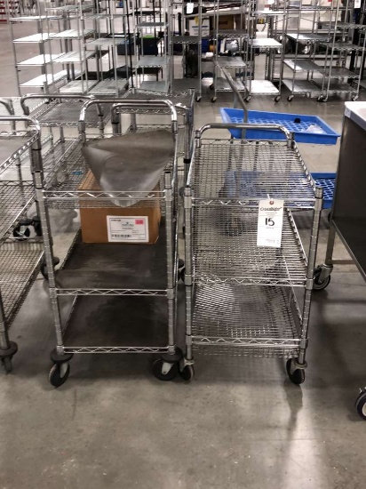 Wire Mesh Three Tier Rolling Utility Carts