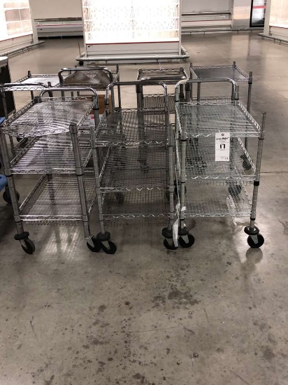 Wire Mesh Three Tier Rolling Utility Carts