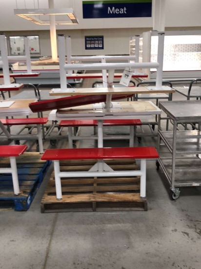 40in Wide Four Person Metal Framed Cafeteria Booths