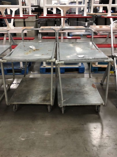 40in Rolling Galvanized Utility Carts With Lower Shelves