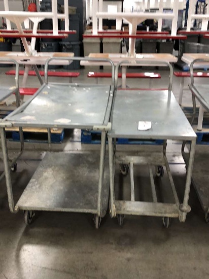 40in Rolling Galvanized Utility Carts With Lower Shelves