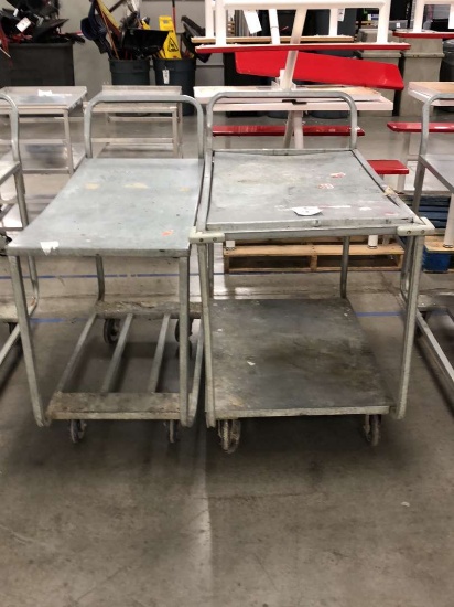 40in Rolling Galvanized Utility Carts With Lower Shelves