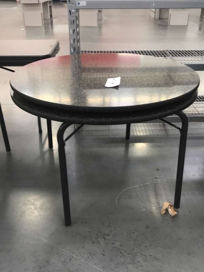 48in Diameter Metal Framed With Wood Laminate Top Folding Tables