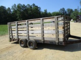 T/A TONGUE TRAILER, S/N N/A, 12' DECK, 4' DOVETAIL, 4' RAMPS, 5' HIGH WALLS ALL THE WAY AROUND, BILL