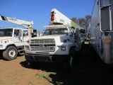 1987 FORD MED HWY CONVENTIONAL BUCKET TRUCK, VIN 1FDXT84A4HVA52703, FORD 240F 7.9L ENG, A/T, 50' PIE