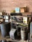 (2) BATTERY CHARGERS AND SHOP TABLE