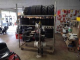 ROLLING TIRE RACK, TIRE STAND AND MISC TIRES