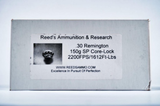 20 ROUNDS REEDS AMMUNITION 30 REMINGTON 150 GR SP CORE-LOCK