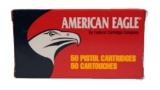 50 ROUNDS AMERICAN EAGLE BY FEDERAL 9MM LUGER 147 GR FMJ FLAT POINT