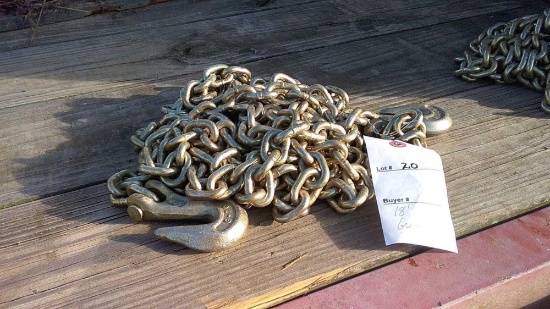 1/4'' X 18' GRADE 70 CHAINS, HOOKS ON END