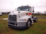 2013 MACK 600 ROAD TRACTOR, VIN 1M1AW22Y3DM030724, 10 SPD TRANS, DAY CAB, TANDEM AXLE, AIR RIDE