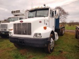 2000 PETERBILT 330 FLATBED TRUCK, VIN 2NPNLZ9X9YM552334, CUMMINGS, 8 SPD EATON TRANS, DUAL TANDEMS,