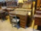 KNEE HOLE DESK, CHAIR, MCM THRONE TABLE, 2 WOOD BOXES