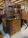 FOUR DRAWER OAK CHEST & 2 TABLES