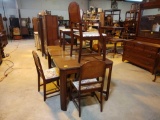 DECO TABLE, 6 CHAIRS, & CHINA & BUFFET