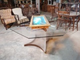 GLASS TABLE & WATERFALL PICTURE