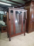 OAK GLASS FRONT BOOKCASE (AS IS)